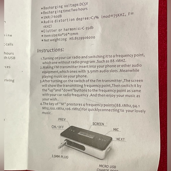 NEW LH-101 Black Car FM Transmitter with Charging Cable - Picture 4 of 11